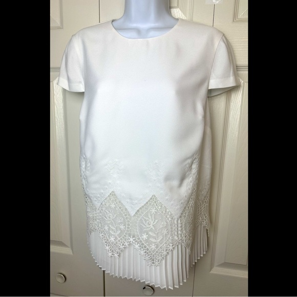 TED BAKER Nardiya Delicate Blouse Top Shirt White Lave Pleated Hem Exposed Zip - Picture 13 of 14